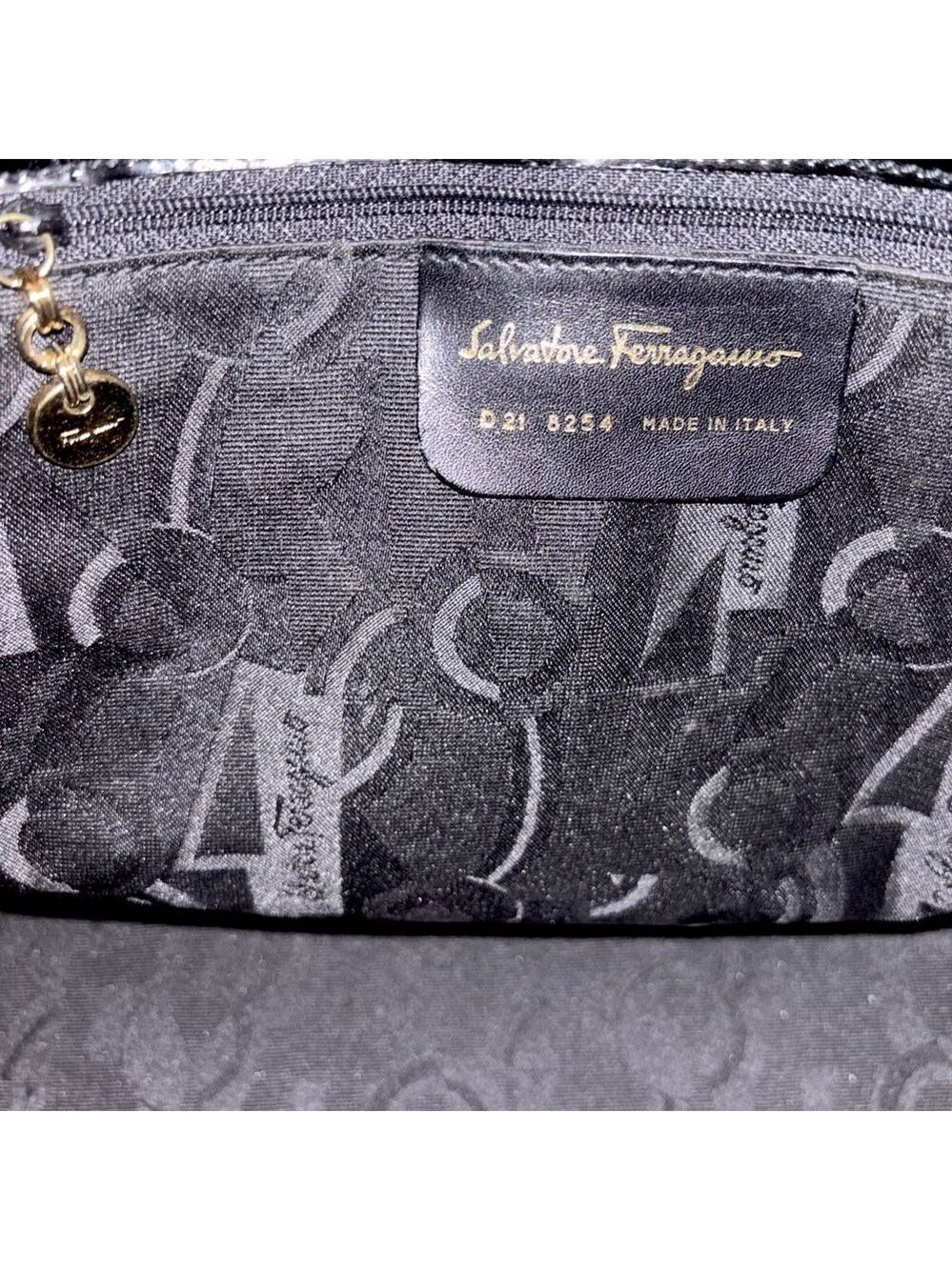 Salvatore Ferragamo Black Shoulder Bag with Gold Clasp - Picture 12 of 15